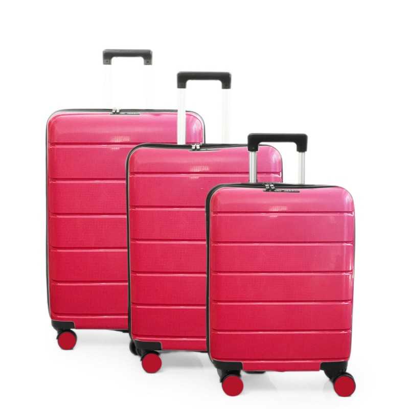 set-de-trois-valises-avec-roues-360-new-style-bag-rose-fushia-shopping-en-ligne-last-price-tunisie Lot de 3 valise en carbone NEW STYLE Rouge