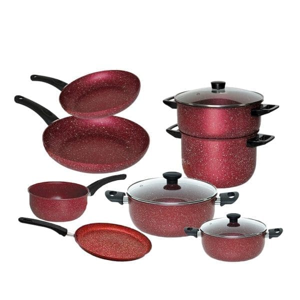 Batterie de Cuisine 11 Pièces Cook'art Granite Roug