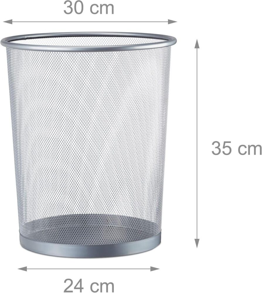 Corbeille Métallique. Poubelle de Bureau à Papier Gris Métallisée – Image 2