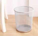 Corbeille Métallique. Poubelle de Bureau à Papier Gris Métallisée – Image 3