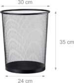 Corbeille Métallique. Poubelle de Bureau à Papier NOIR – Image 4