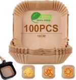 100 Papier Cuisson Air Fryer 16cm carré – Image 2