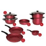 Batterie de Cuisine Granite 11 pièces Cook'art Rouge