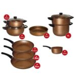 Batterie de Cuisine 12 Pièces Cook'art Granite - BRONZE