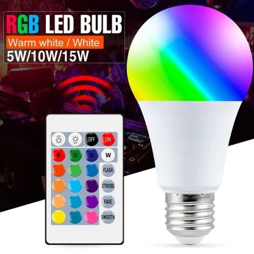 Lampe Led RGB – Blanc – E27 + Télécommande