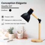 Lampe de Bureau bois et métal flexible  - Noir