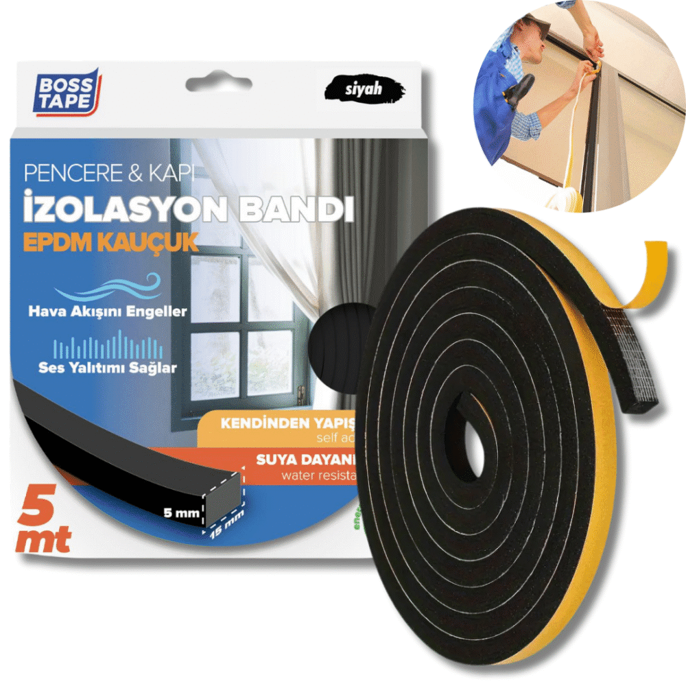 Joint porte/fenêtre EPDM noir 6mm isolation thermique