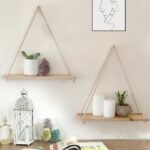 Étagère murale suspendue bois naturel avec corde de jute - 1 unité – Image 7