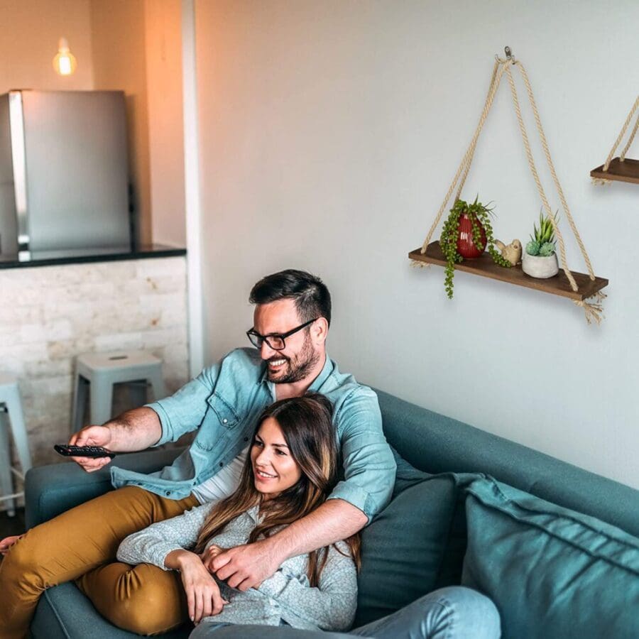 Étagère murale suspendue bois naturel avec corde de jute - 1 unité – Image 10