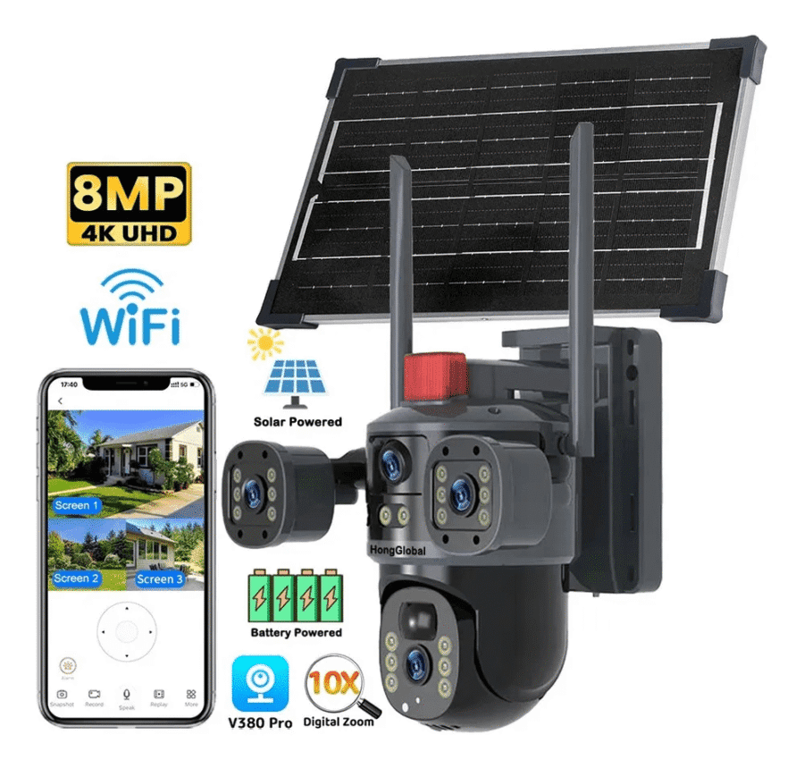 Caméra PTZ Extérieure 8MP 4K Wi-Fi à Énergie Solaire – Image 2